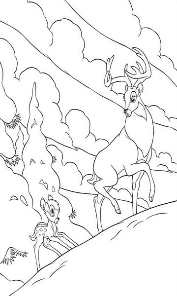 kolorowanka Bambi malowanka do wydruku Disney z bajki dla dzieci nr 24